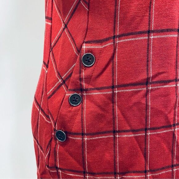 J. JILL XS Red Windowpane Ponte Knit Boatneck Sheath Dress Christmas Classic - Picture 9 of 15
